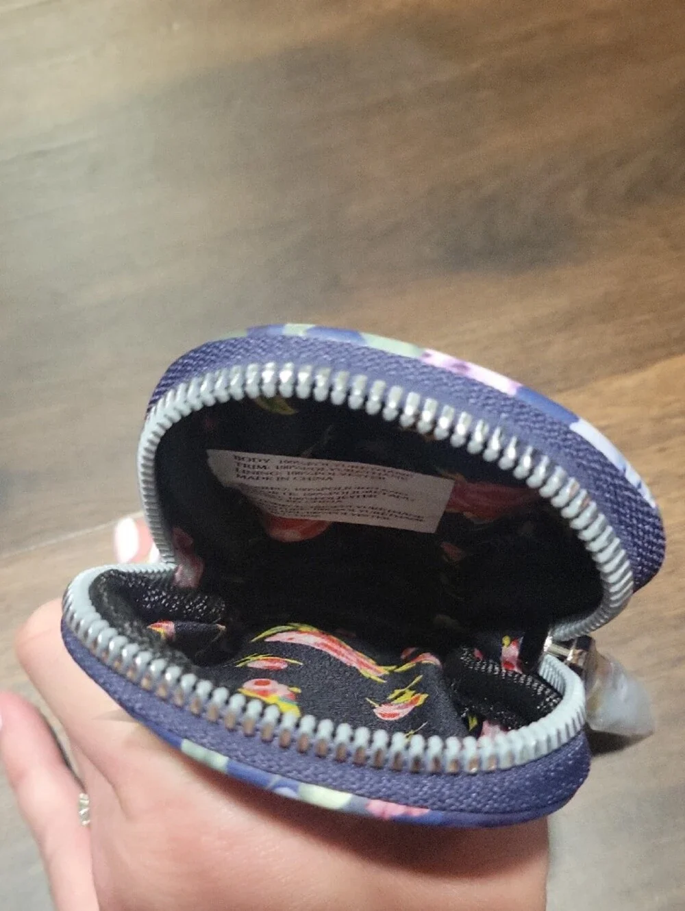 Betsey Johnson Navy Floral Compact Zip Cosmetic Pouch